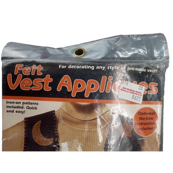 Dimensions Felt Vest Applique Craft Kit Vintage 80343 Autumn Pumpkin Fashion Art - Picture 3 of 4
